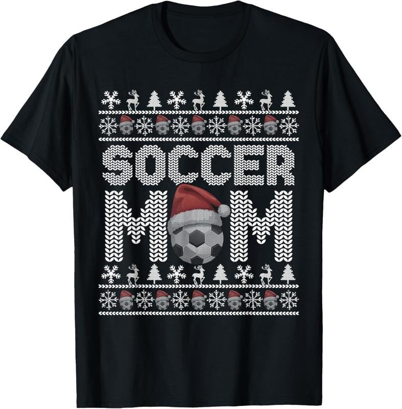 100% Cotton Soccer Mom Women Men Pajama Soccer Ugly Christmas T-Shirt Hoodie, Sweatshirt | HypeCrazeTee.com