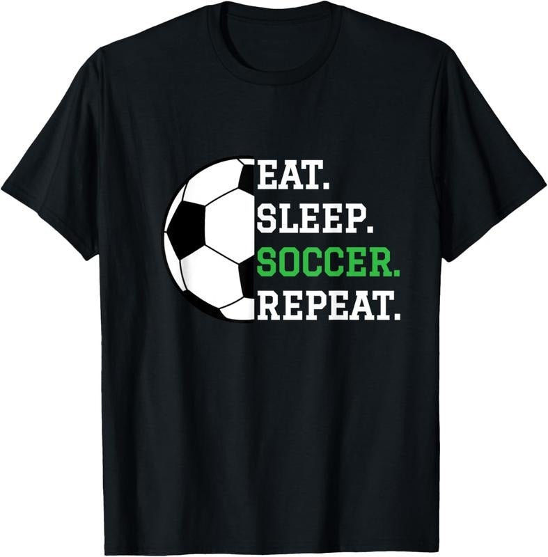 100% Cotton Soccer Player Soccer Lover Eat Sleep Soccer Repeat T-Shirt Hoodie, Sweatshirt | HypeCrazeTee.com