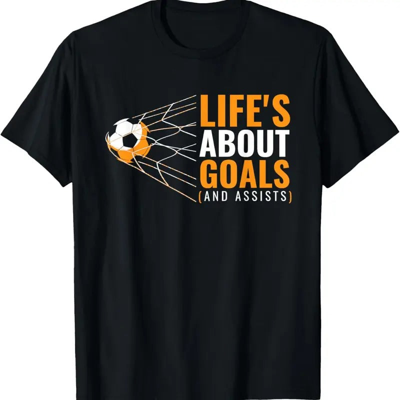 100% Cotton Soccer Shirt for Boys | 'Life's About Goals' | Boys Soccer T-Shirt Hoodie, Sweatshirt | HypeCrazeTee.com