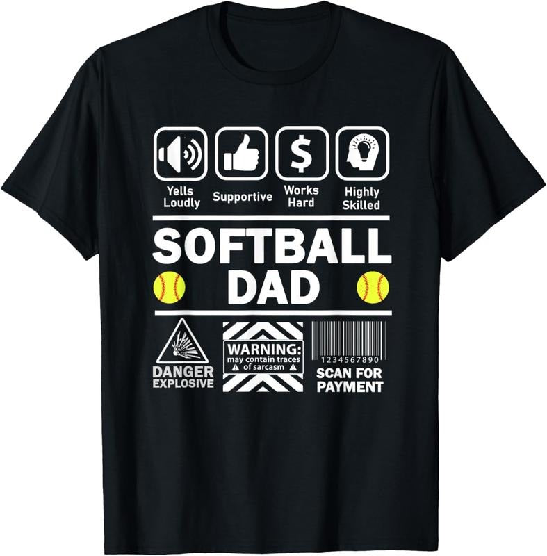 100% Cotton Softball Dad Funny Contents of Sports Father T-Shirt Hoodie, Sweatshirt | HypeCrazeTee.com