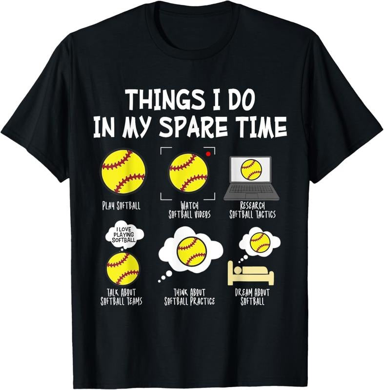 100% Cotton Softball Things I Do In My Spare Time T-Shirt Hoodie, Sweatshirt | HypeCrazeTee.com