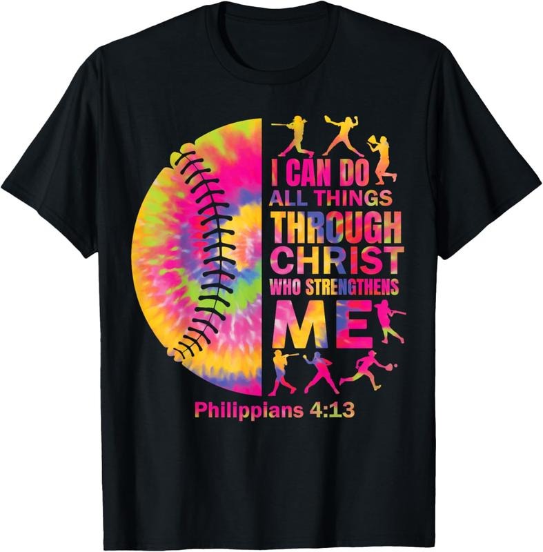 100% Cotton Softball t Shirt Teen Girls Women Christian Christ Tie Dye T-Shirt Hoodie, Sweatshirt | HypeCrazeTee.com