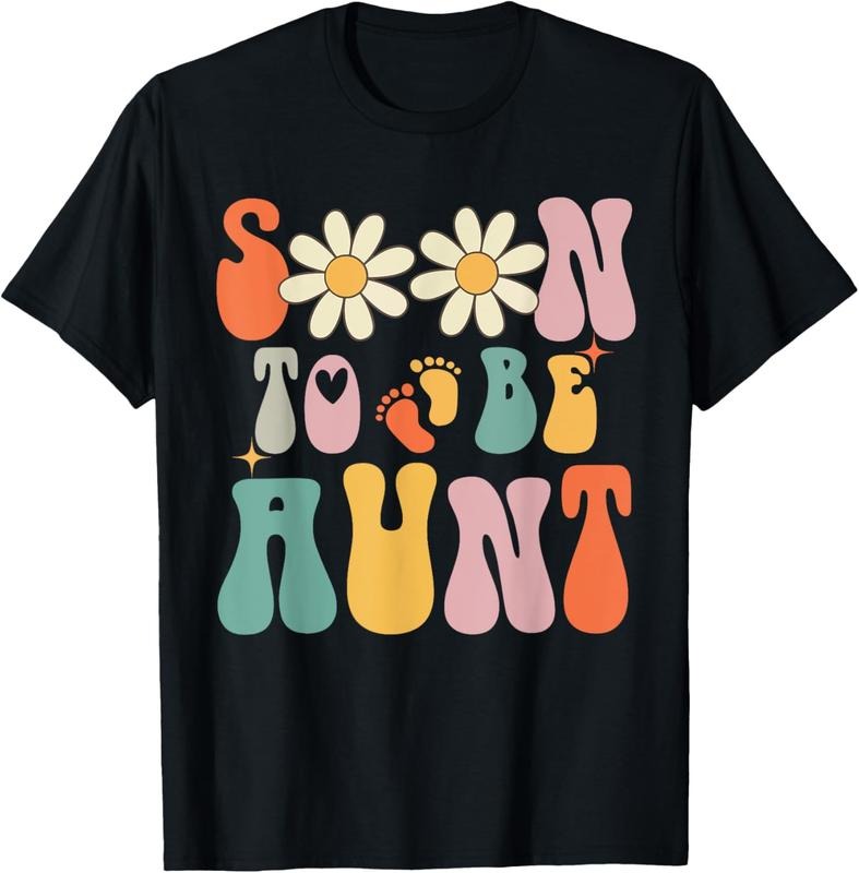 100% Cotton Soon Be Aunt Groovy Retro First Time Aunt New Aunt 2025 T-Shirts, Hoodie, Sweatshirt