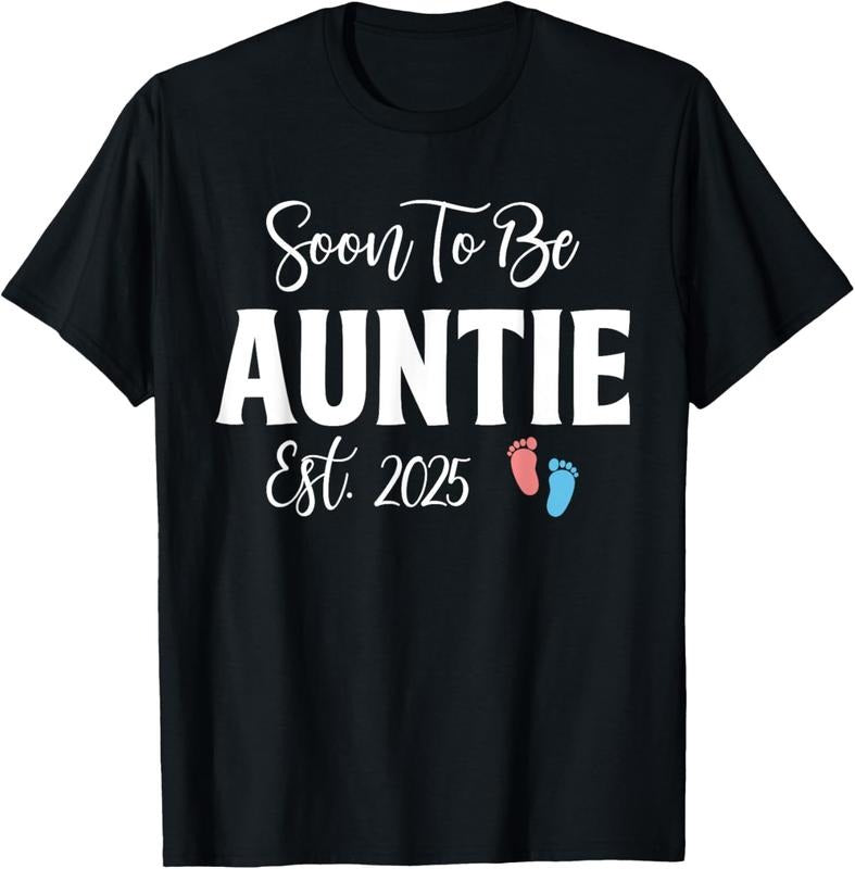 100% Cotton Soon To Be Auntie Est 2025 Cute Pregnancy Announcement Gifts T-Shirt Hoodie, Sweatshirt | HypeCrazeTee.com
