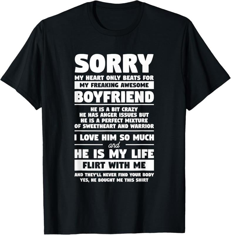 100% Cotton Sorry My Heart Only Beats For My Freaking Awesome Boyfriend T-Shirt Hoodie, Sweatshirt | HypeCrazeTee.com