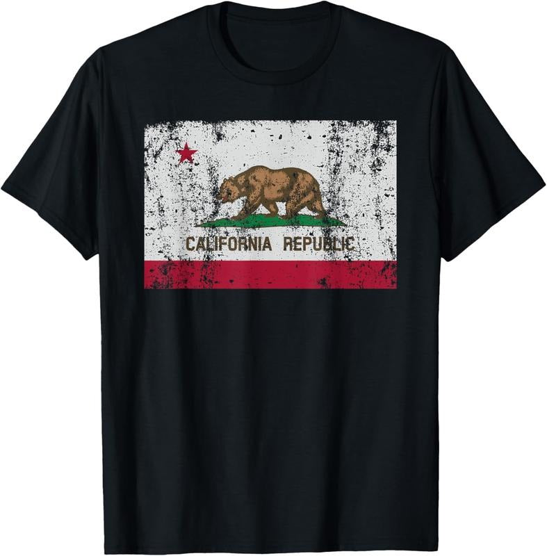 100% Cotton State of California Flag Vintage Distressed Retro Gift T-Shirt Hoodie, Sweatshirt | HypeCrazeTee.com