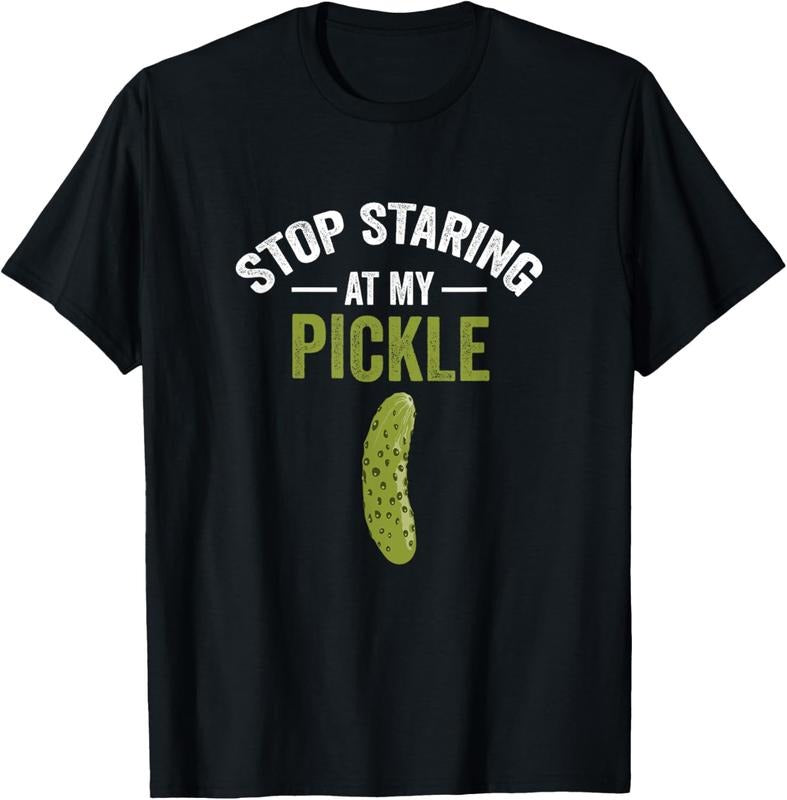 100% Cotton Stop Staring At My Pickle Halloween Pickle Costume Adult T-Shirt Hoodie, Sweatshirt | HypeCrazeTee.com