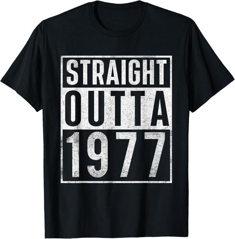 100% Cotton Straight Outta 1977 Year Of Birth Birthday T-Shirt Hoodie, Sweatshirt | HypeCrazeTee.com