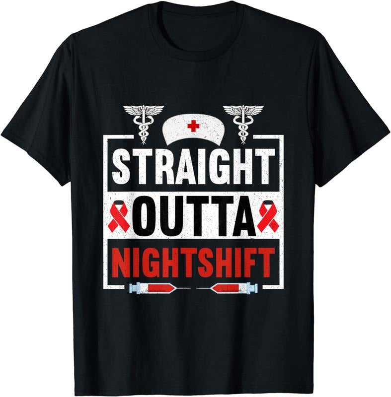 [100% Cotton]Straight Outta Night Shift Nurse Nursing RN LPN CNA Women T-Shirt Hoodie, Sweatshirt | HypeCrazeTee.com