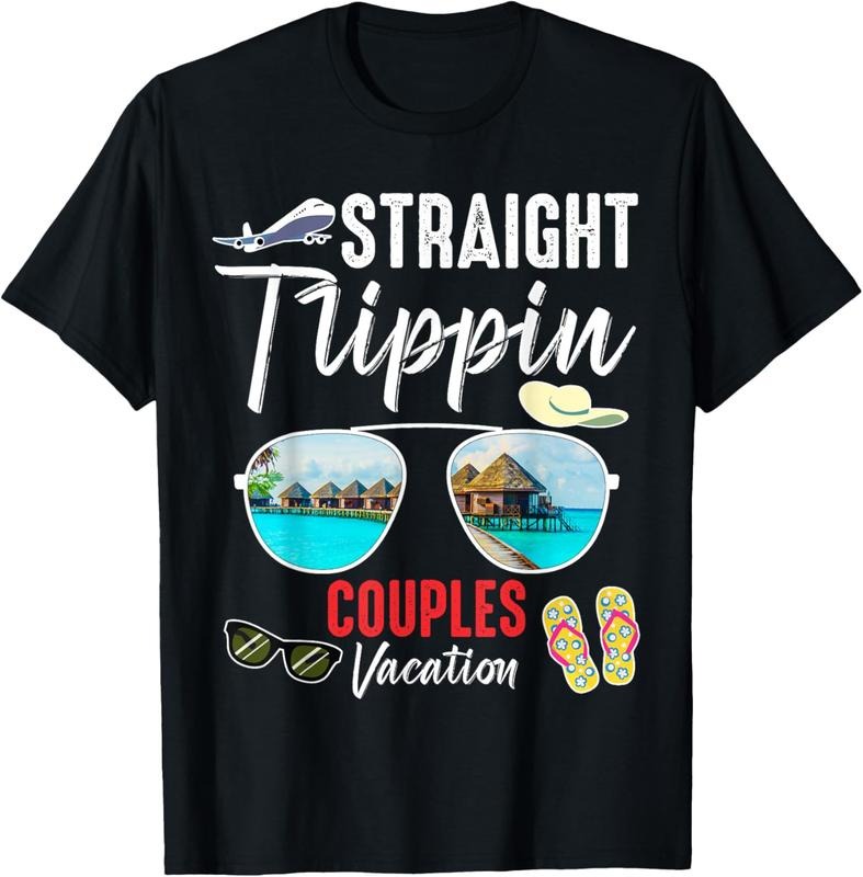100% Cotton Straight Trippin Couples Trip 2025 Beach Summer Vacation T-Shirt Hoodie, Sweatshirt | HypeCrazeTee.com