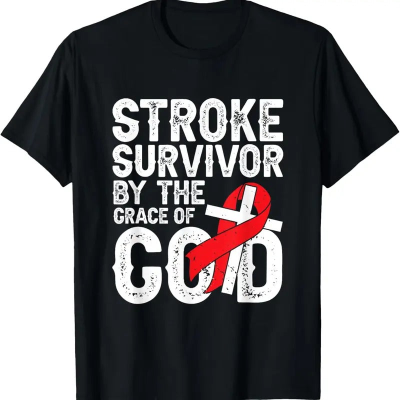 100% Cotton Stroke Survivor by the grace of god - Stroke Survivor T-Shirt Hoodie, Sweatshirt | HypeCrazeTee.com