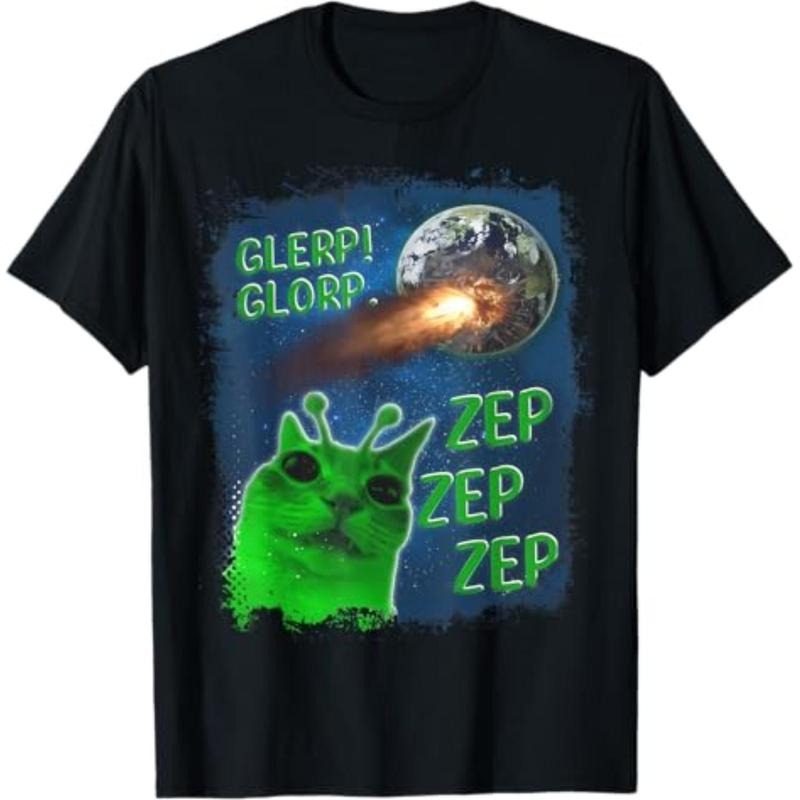 100% Cotton Summer T Shirts Glerp Glorp Funny Alien Cat T-Shirt T-Shirt For Men and Women Hoodie, Sweatshirt