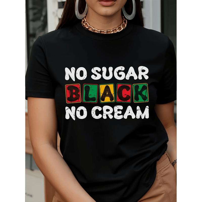 100% Cotton Summer T Shirts Juneteenth Womens Top Short Sleeved Round Neck T Shirt Suitable For Summer Outfits Festive...