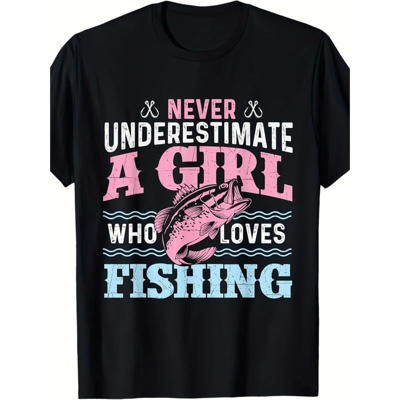 100% Cotton Summer T Shirts Lightweight Never A Girl Who Fishing Womens Casual T Shirt 100 Cotton Short Sleeve Crew Neck...
