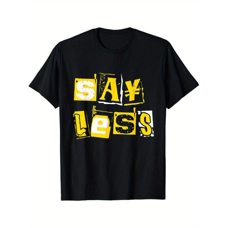 100% Cotton Summer T Shirts Stylish Men'S Graphic Cotton T-Shirt Black With Yellow White Print Round Neck Short Sleeve...