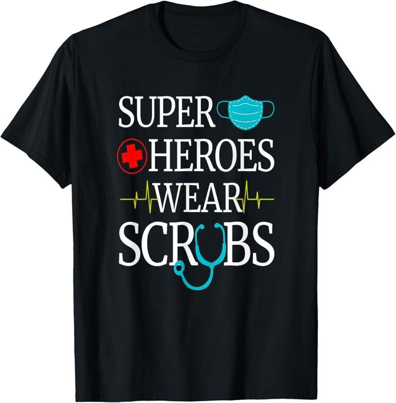 100% Cotton Super Heroes Wear Scrubs Nursing Cute Medical Nurse T-Shirt Hoodie, Sweatshirt | HypeCrazeTee.com