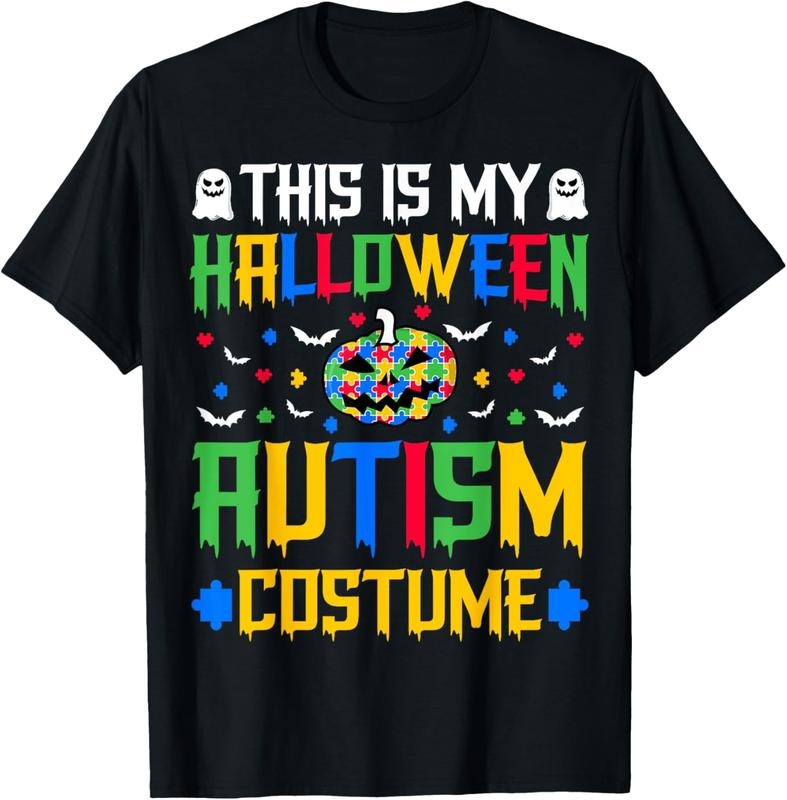 100% Cotton Support Autism This Is My Halloween Autism Costume Halloween T-Shirt Hoodie, Sweatshirt | HypeCrazeTee.com