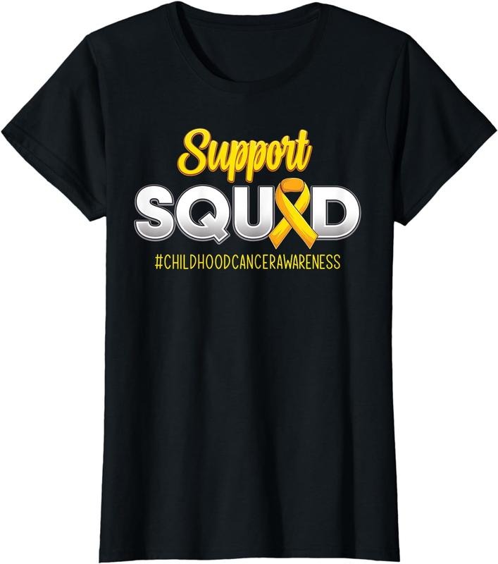 [100% Cotton]Support Squad Childhood Cancer Awareness For Women Men T-Shirt Hoodie, Sweatshirt | HypeCrazeTee.com