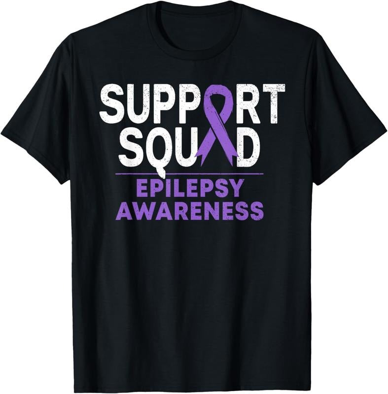 100% Cotton Support Squad Epilepsy Awareness Month Family Purple Ribbon T-Shirts, Hoodie, Sweatshirt