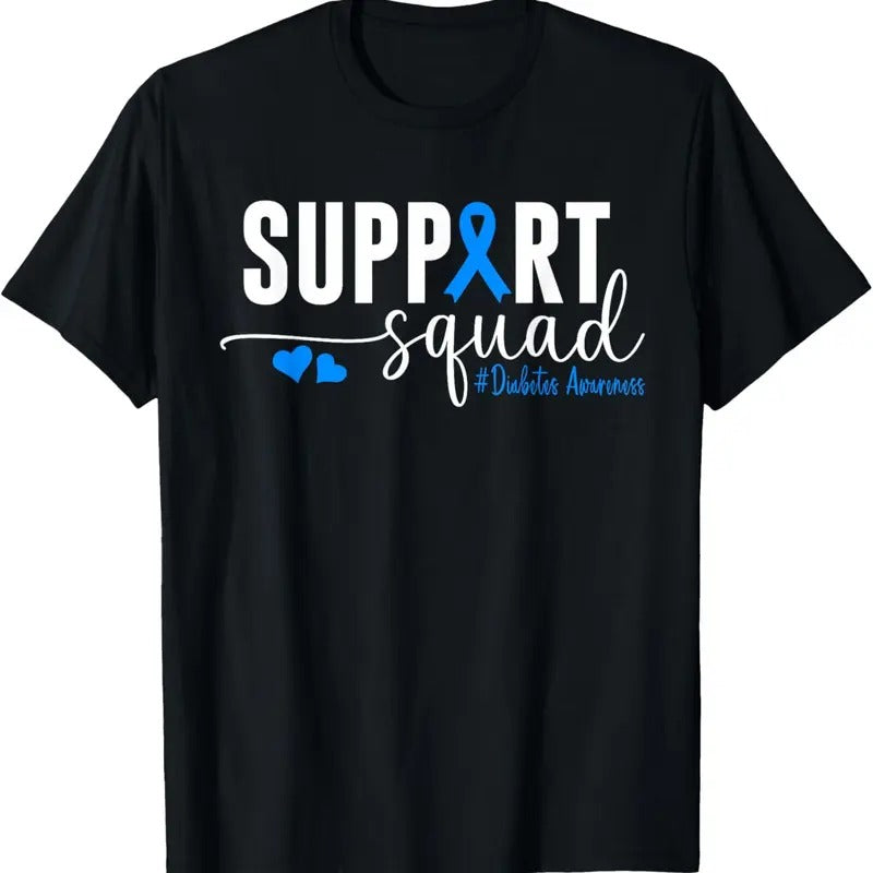 100% Cotton Support Squad Type 1 Diabetes Awareness T1D Blue Ribbon T-Shirt Hoodie, Sweatshirt | HypeCrazeTee.com