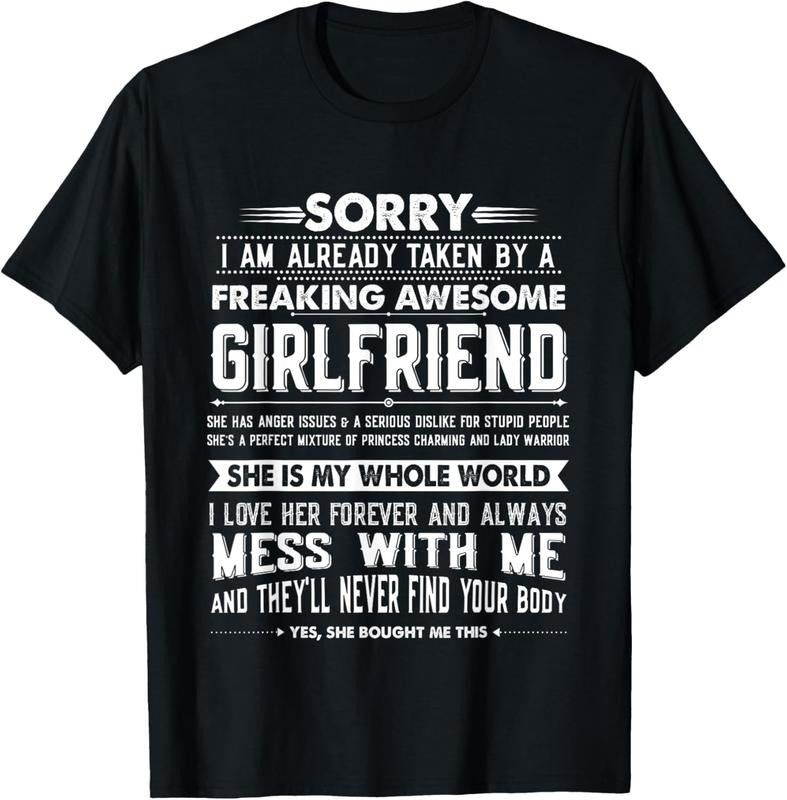 100% Cotton Taken By A Freaking Awesome Girlfriend Funny Boyfriend T-Shirt Hoodie, Sweatshirt | HypeCrazeTee.com