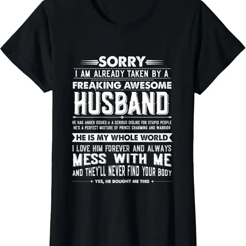100% Cotton Taken by a Freaking Awesome Husband Funny Wife T-Shirt Hoodie, Sweatshirt | HypeCrazeTee.com