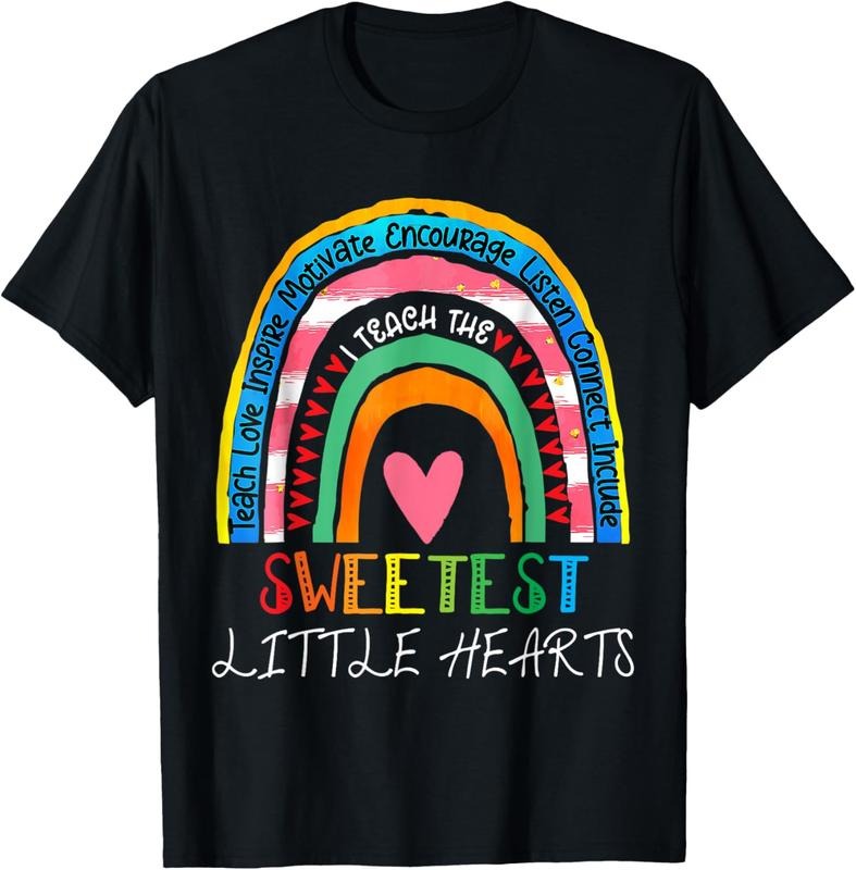 100% Cotton Teacher valentines day teacher rainbow sweetest hearts T-Shirt Hoodie, Sweatshirt | HypeCrazeTee.com
