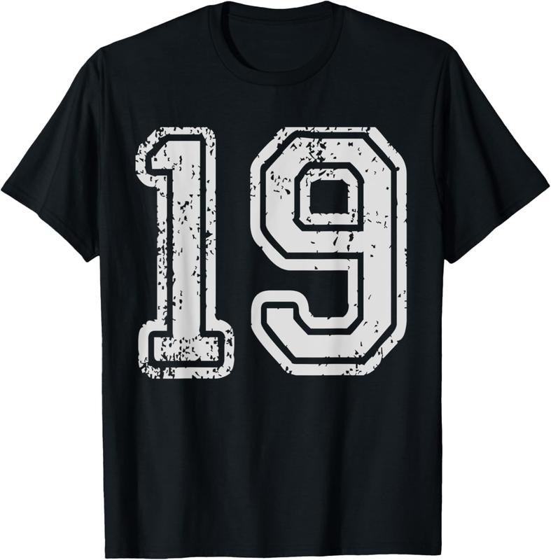 100% Cotton Team Jersey Uniforms Number 19 School Sports 19th Birthday T-Shirt Hoodie, Sweatshirt | HypeCrazeTee.com