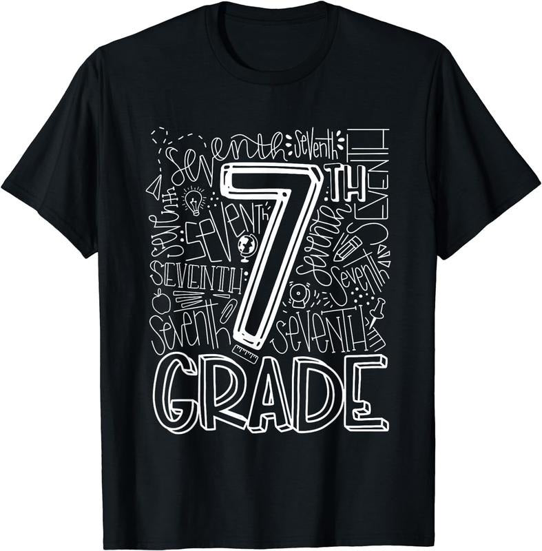 [100% Cotton]Team Teacher Back To School 7th Seventh Grade Typography T-Shirt Black Hoodie, Sweatshirt | HypeCrazeTee.com