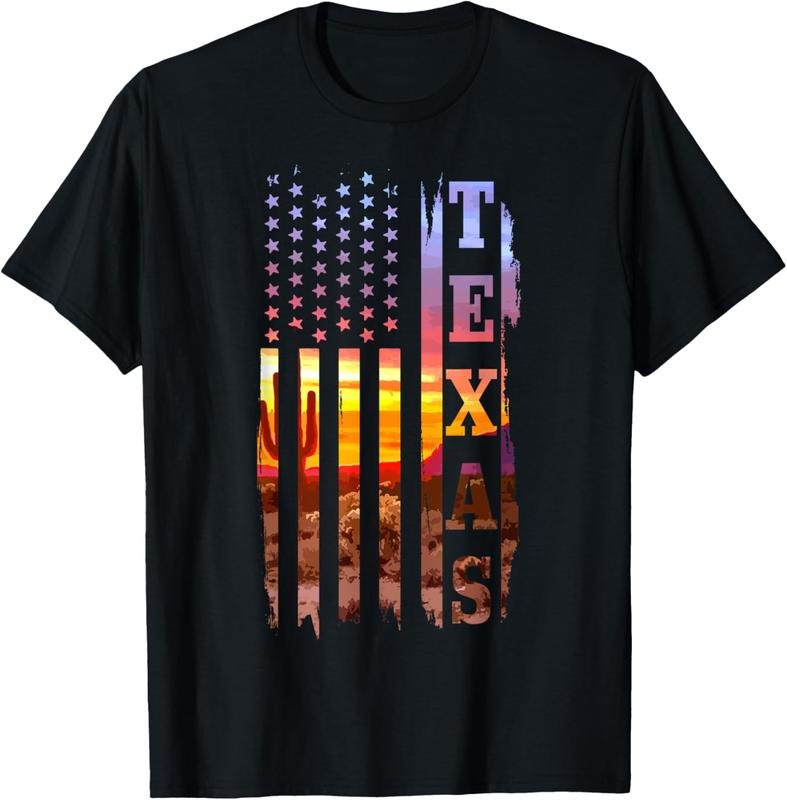 100% Cotton Texas American Flag Pride Landscape Cactus Patriotic Gift T-Shirt Hoodie, Sweatshirt | HypeCrazeTee.com