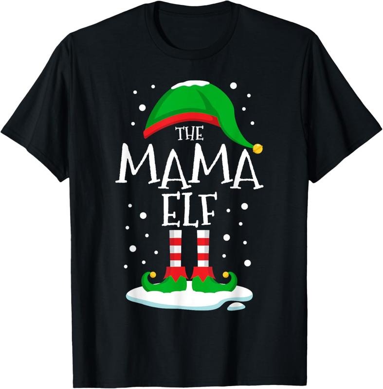 100% Cotton The Mama Elf Christmas Family Matching Xmas Mom Group Funny T-Shirt Hoodie, Sweatshirt | HypeCrazeTee.com