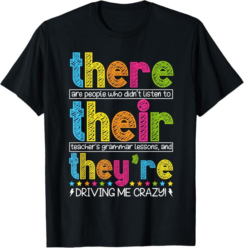 100% Cotton There Their They're English Grammar Teacher Back To School T-Shirt Hoodie, Sweatshirt | HypeCrazeTee.com