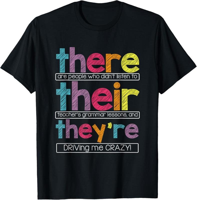 100% Cotton There Their They're English Grammar Teacher Funny Humor T-Shirt Hoodie, Sweatshirt | HypeCrazeTee.com