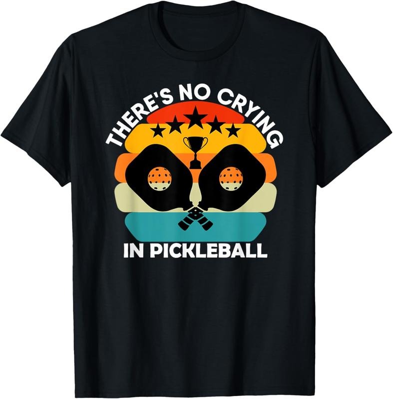 100% Cotton Theres No Crying In Pickleball Sports Love Funny Retro T-Shirt Hoodie, Sweatshirt | HypeCrazeTee.com
