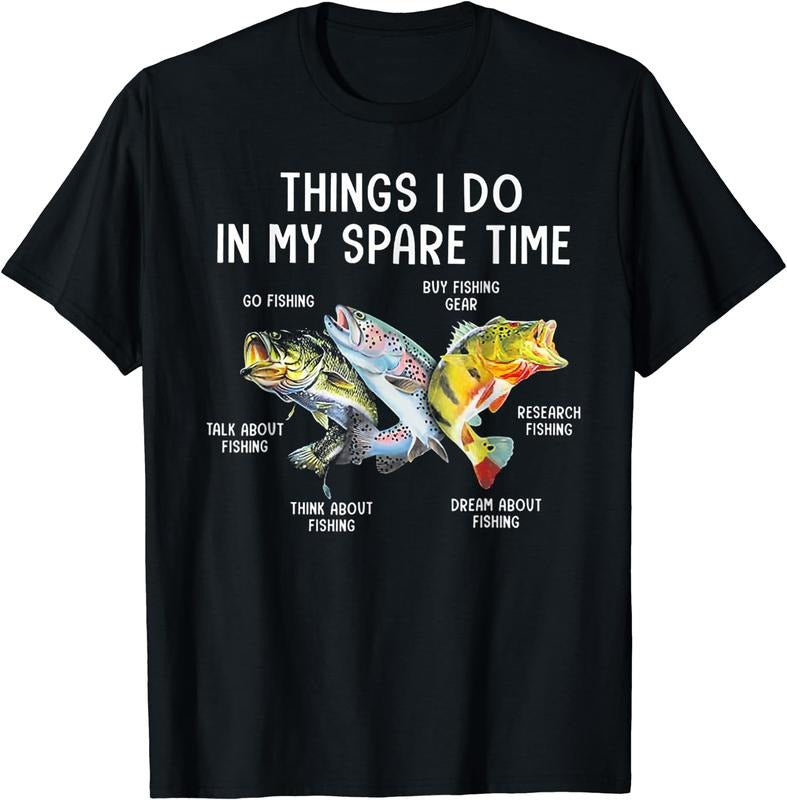 [100% Cotton]Things I Do In My Spare Time Funny Fishing T-Shirt Black Hoodie, Sweatshirt | HypeCrazeTee.com