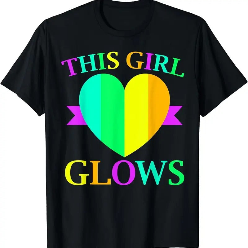 [100% Cotton]This Girl Glows Neon Lights Glow Party Lover T-Shirt Hoodie, Sweatshirt | HypeCrazeTee.com