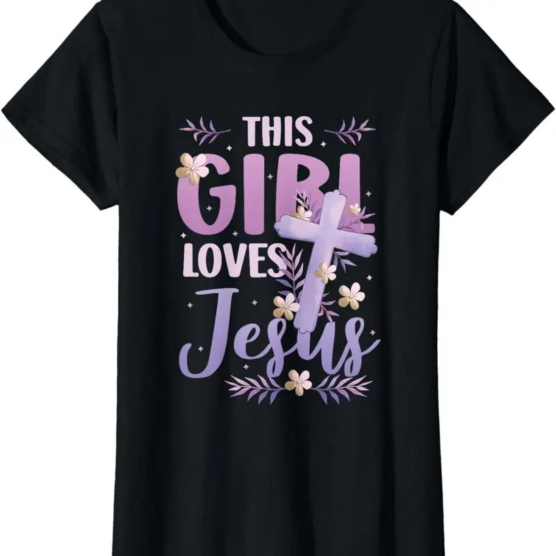 [100% Cotton]This Girl Loves Jesus Cute Christian Girl Jesus T-Shirt Hoodie, Sweatshirt | HypeCrazeTee.com