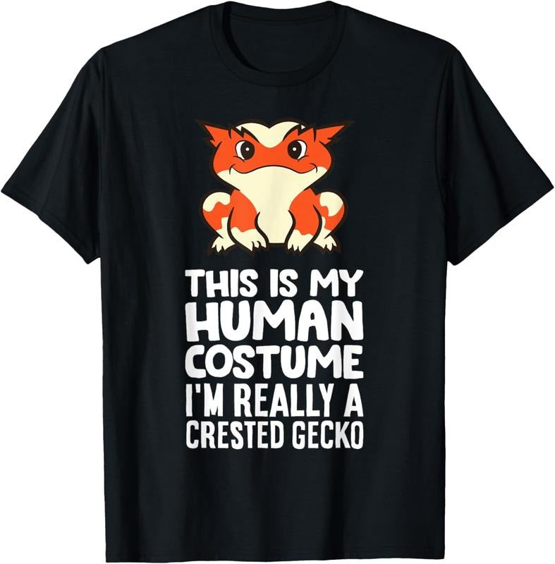 100% Cotton This Is My Human Costume I'm Really A Crested Gecko T-Shirt Hoodie, Sweatshirt | HypeCrazeTee.com