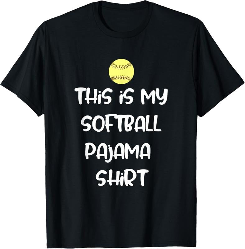 100% Cotton This is My Softball Pajama Shirt for Players Teen Girl T-Shirt Hoodie, Sweatshirt | HypeCrazeTee.com