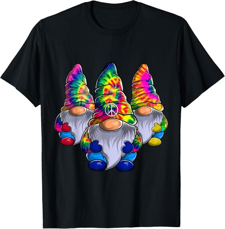 100% Cotton Three Hippie Gnomes Peace Gnome Funny Retro Tie Diy Design T-Shirt Hoodie, Sweatshirt | HypeCrazeTee.com