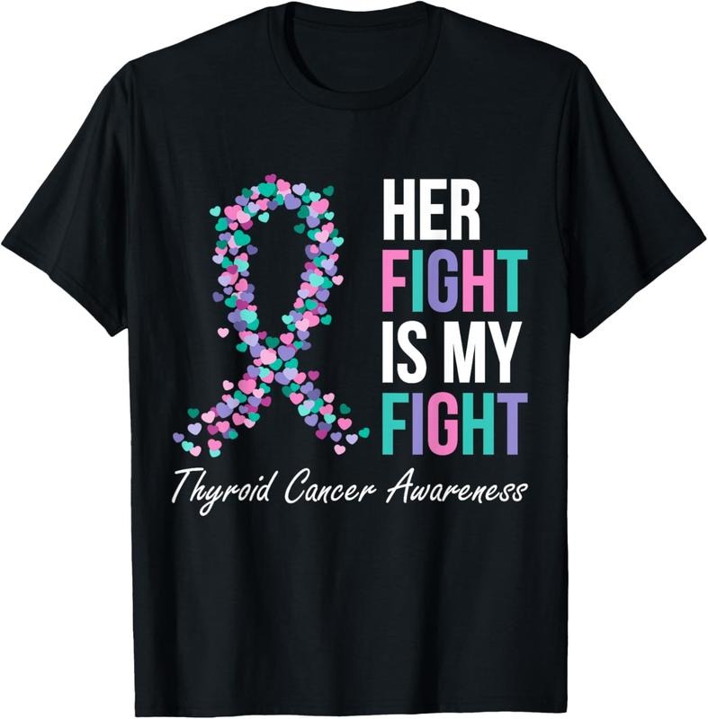 100% Cotton Thyroid Cancer Awareness Ribbon Her Fight Is My Fight Family T-Shirt Hoodie, Sweatshirt | HypeCrazeTee.com