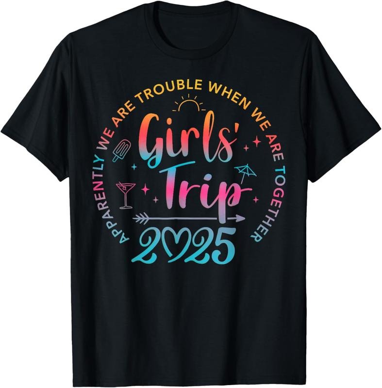100% Cotton Tie Dye Girls Trip 2025 Trouble When We Are Together T-Shirt Hoodie, Sweatshirt | HypeCrazeTee.com