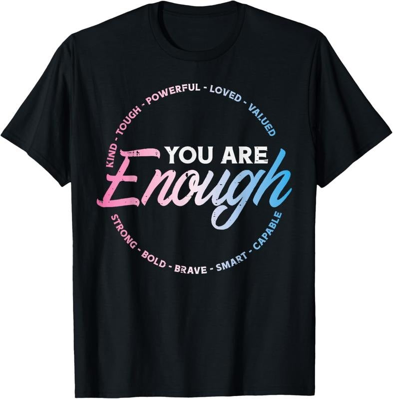 100% Cotton Transgender You Are Enough Trans Pride Flag LGBTQ Women Men T-Shirt Hoodie, Sweatshirt | HypeCrazeTee.com