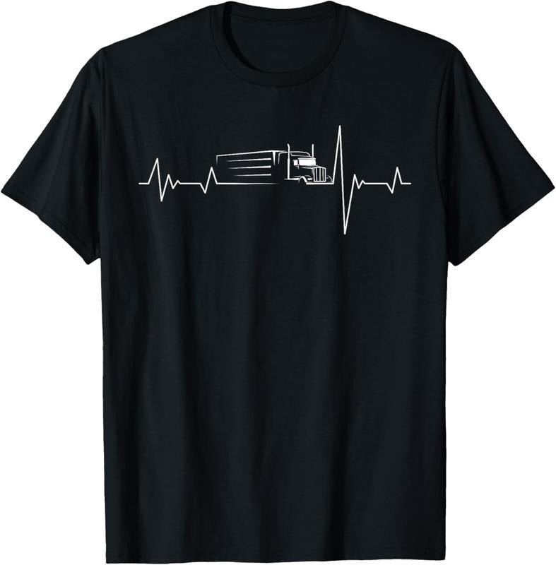 100% Cotton Truck driver heart beat 18 wheeler semi-trailer tractor T-Shirt Hoodie, Sweatshirt | HypeCrazeTee.com