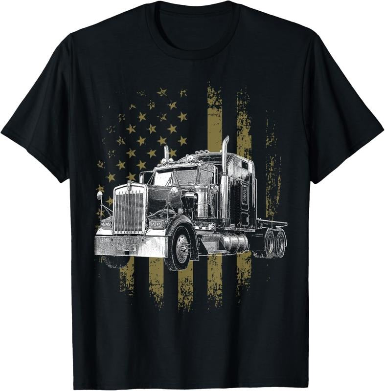 100% Cotton Trucker American Flag Big Rig Semi-Trailer Truck Driver Gift T-Shirt Hoodie, Sweatshirt | HypeCrazeTee.com