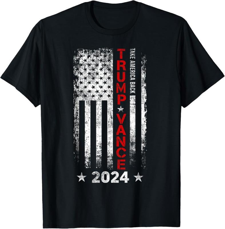 100% Cotton Trump Vance 2024 US Flag Vintage -Take America Back 2024 T-Shirt Hoodie, Sweatshirt | HypeCrazeTee.com