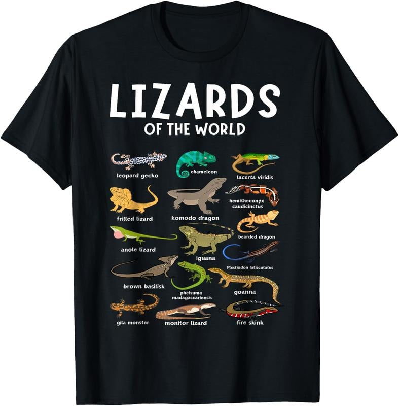 100% Cotton Types of Lizards of the World Reptile Herpetology Lizard T-Shirt Hoodie, Sweatshirt | HypeCrazeTee.com