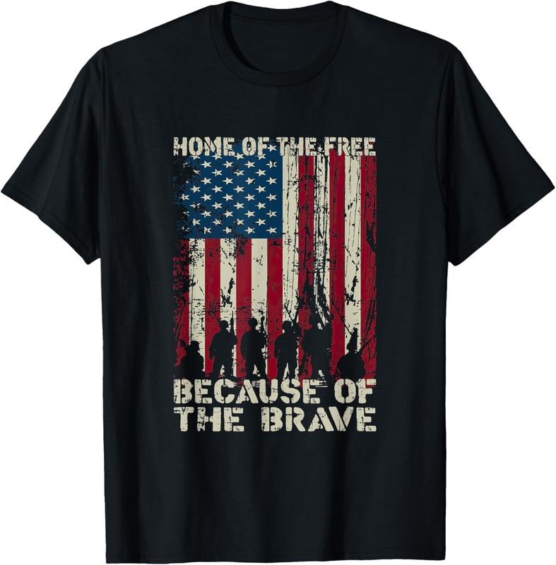 100% Cotton US Flag Home of The Free Because Of The Brave T-Shirt Hoodie, Sweatshirt | HypeCrazeTee.com