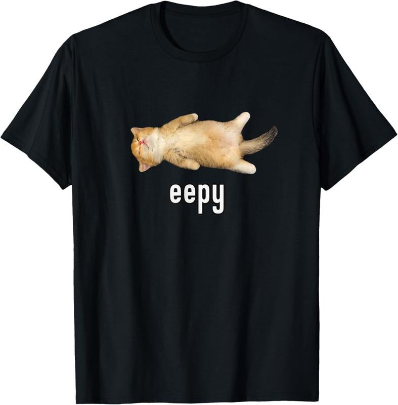 100% Cotton Unisex Eepy Cat, Silly Sleepy Cat Meme T-Shirt Hoodie, Sweatshirt | HypeCrazeTee.com