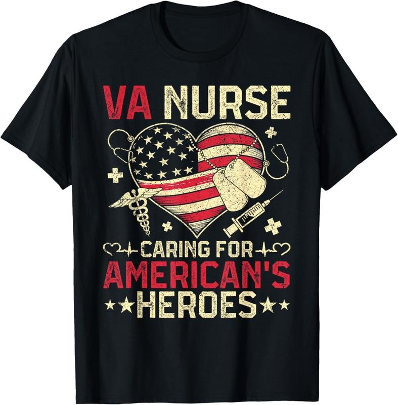 100% Cotton VA Nurse Caring For America's Heroes Veterans Day USA Heart T-Shirt Hoodie, Sweatshirt | HypeCrazeTee.com
